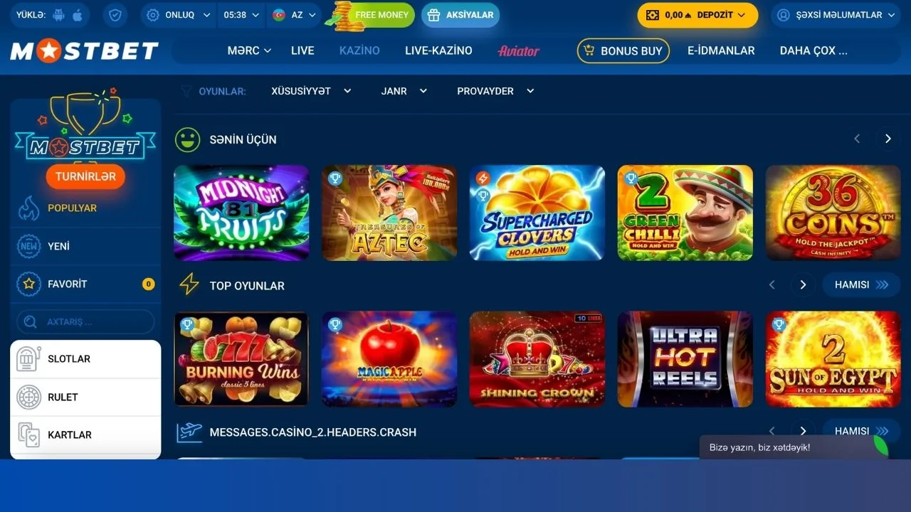  Mostbet casino oyunları